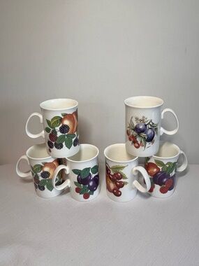 Vintage JASON FINE BONE CHINA Fruit Coffee Tea Mugs Fruit - Set of 6. England